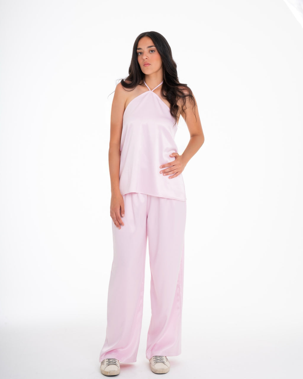 The Pastel Pink Satin Set