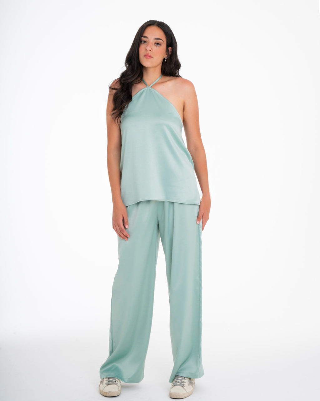 The Aqua Green Satin Set