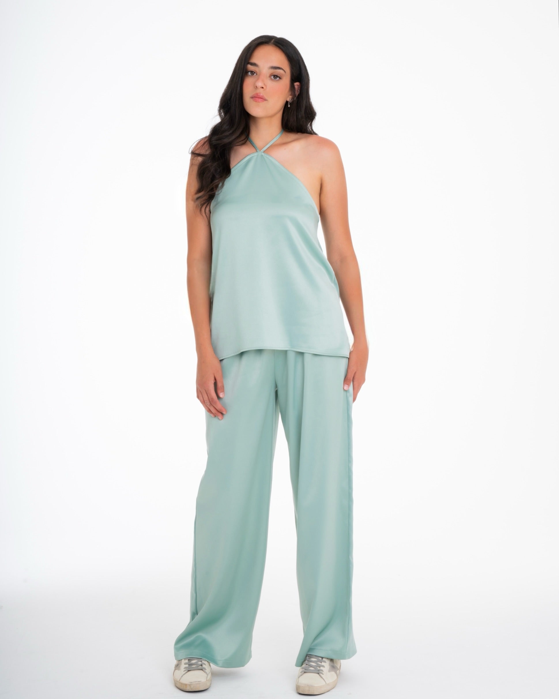 The Aqua Green Satin Set