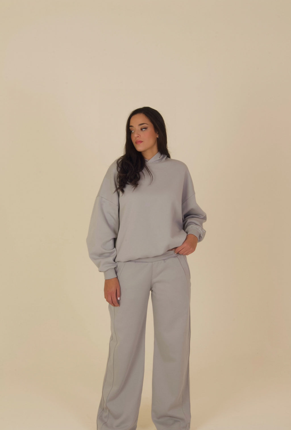 Pastel Grey Hoodie Set