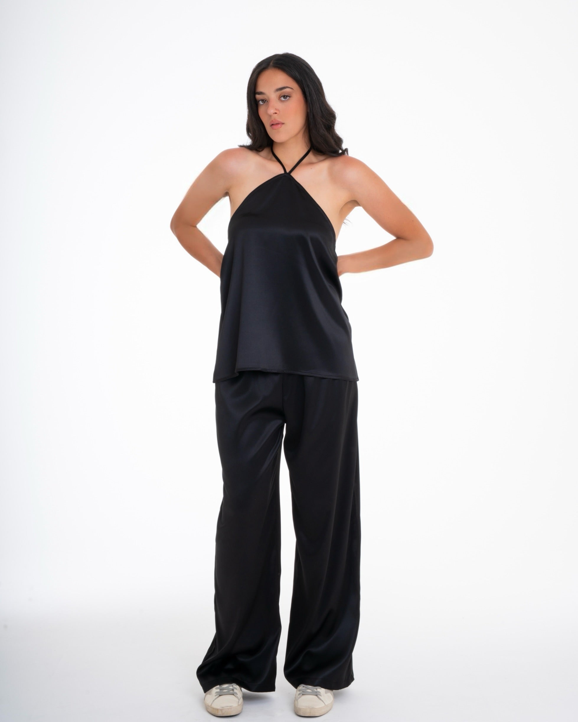 The Black Satin Set