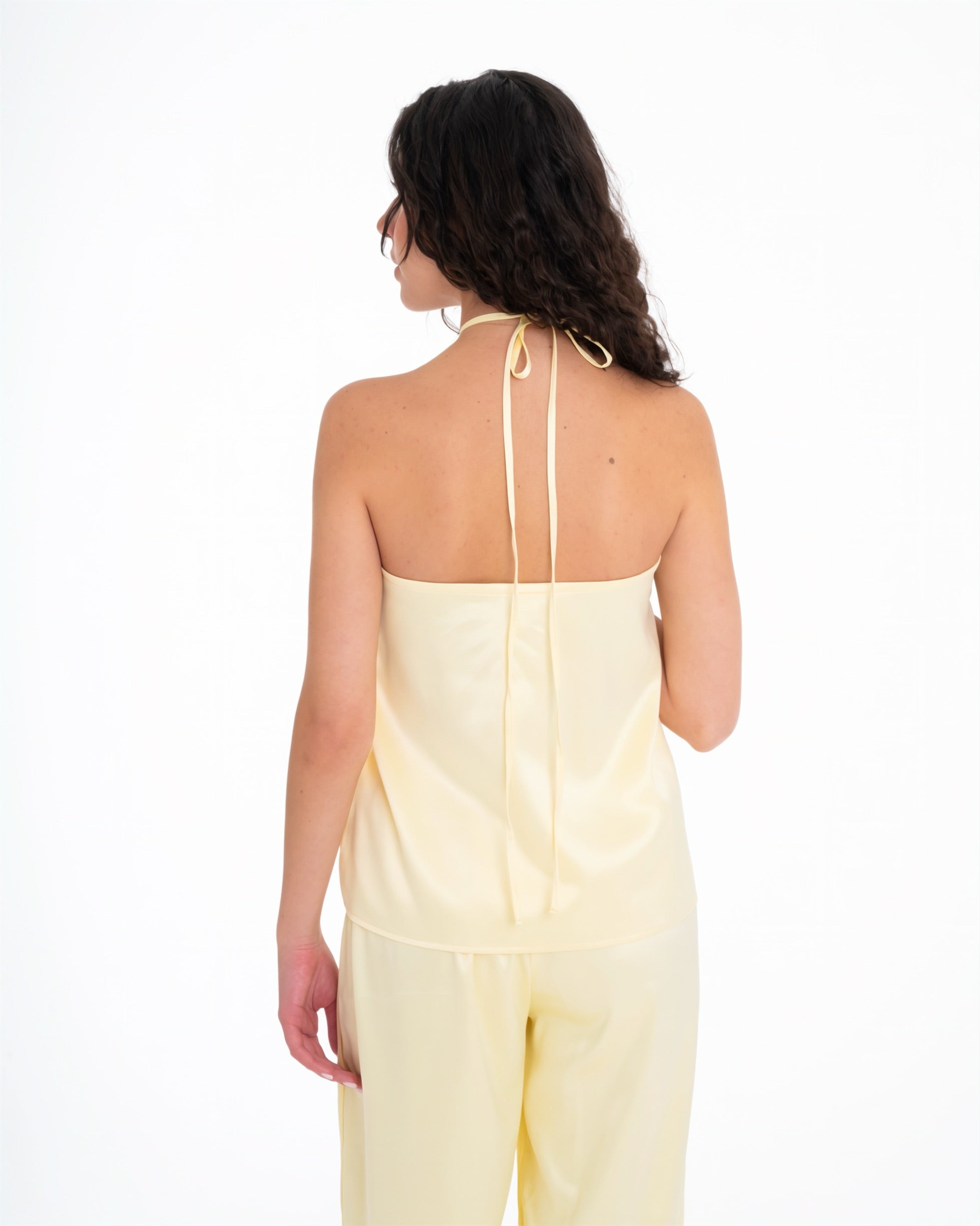 The Pastel Yellow Satin Set