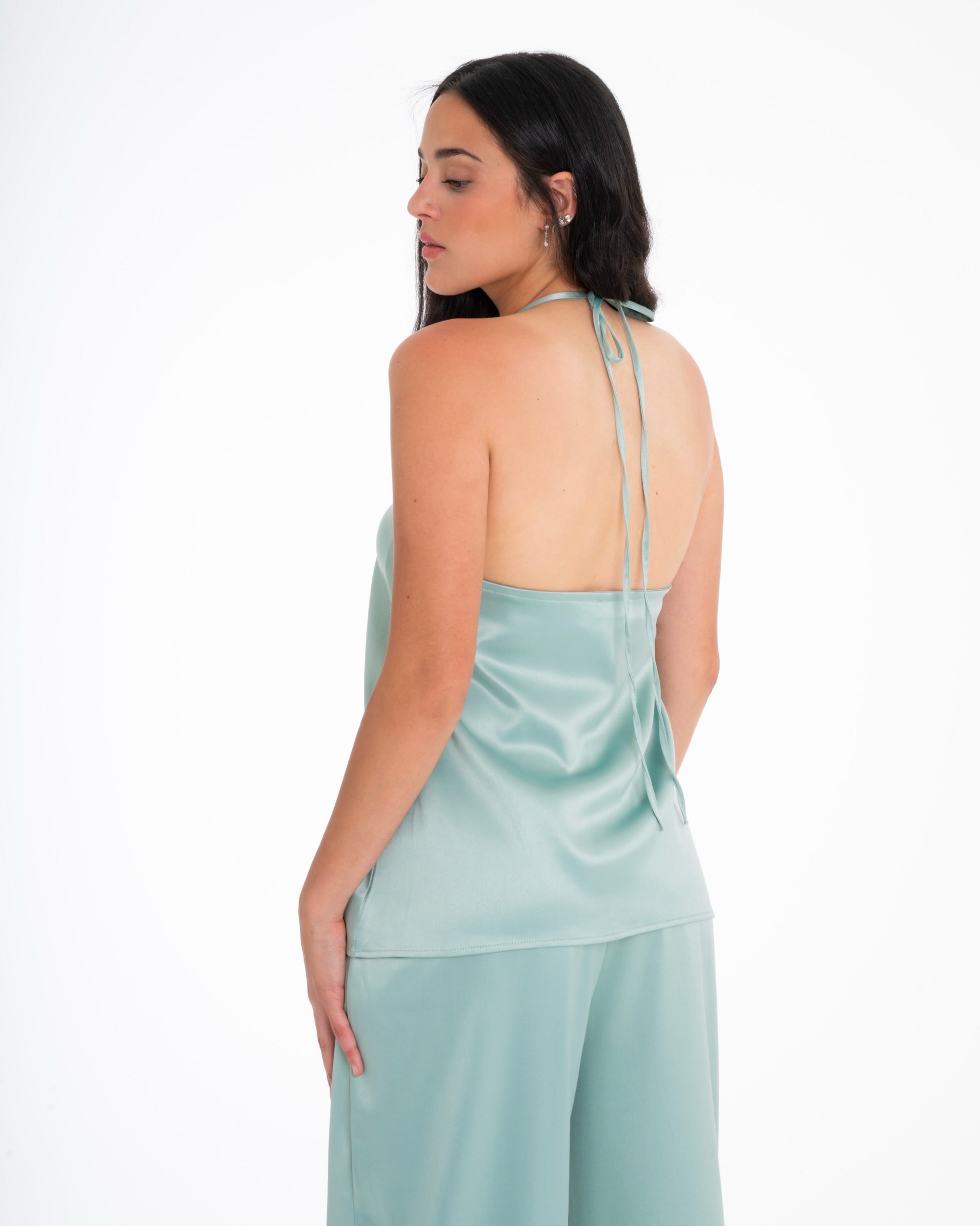 The Aqua Green Satin Set