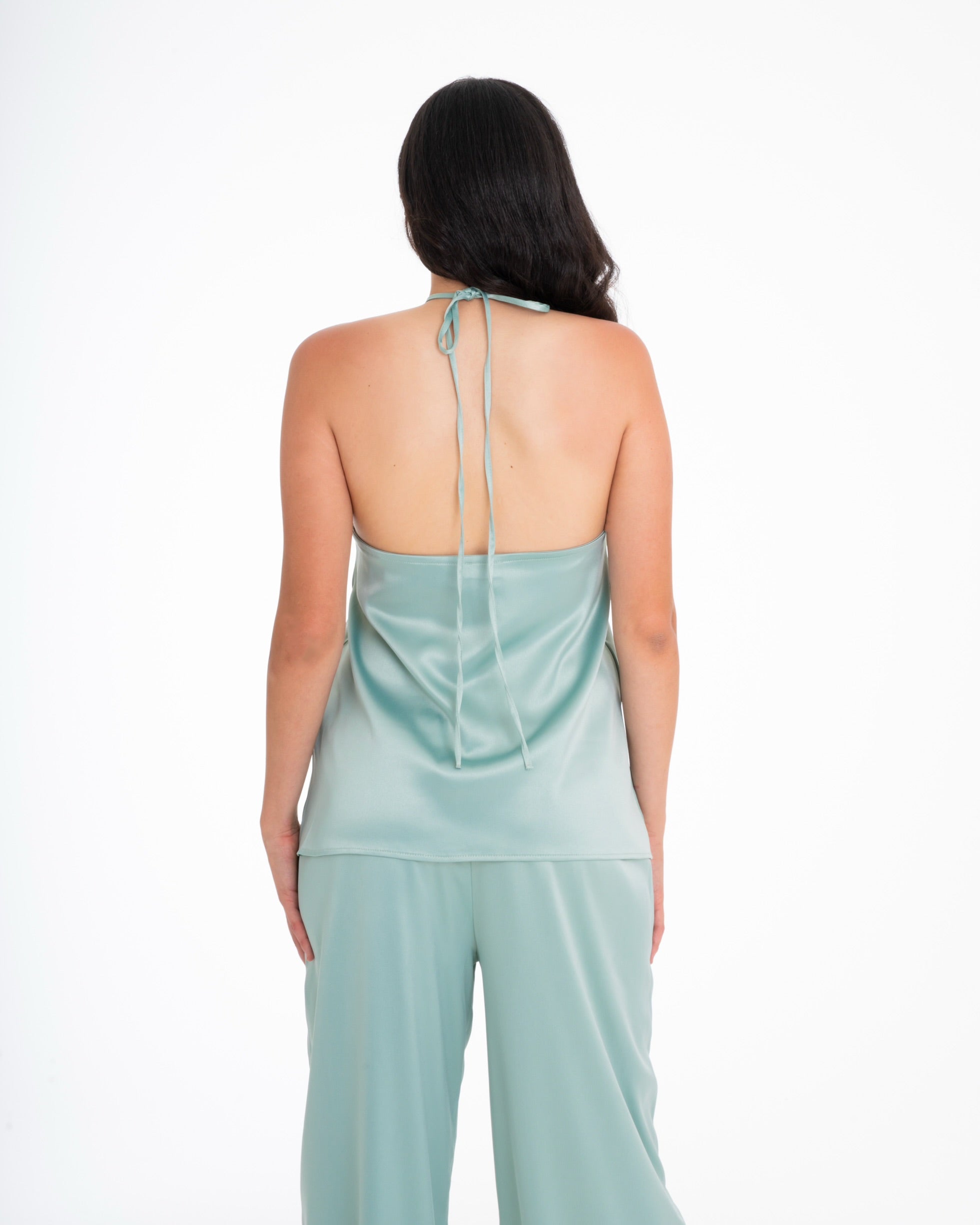 The Aqua Green Satin Set