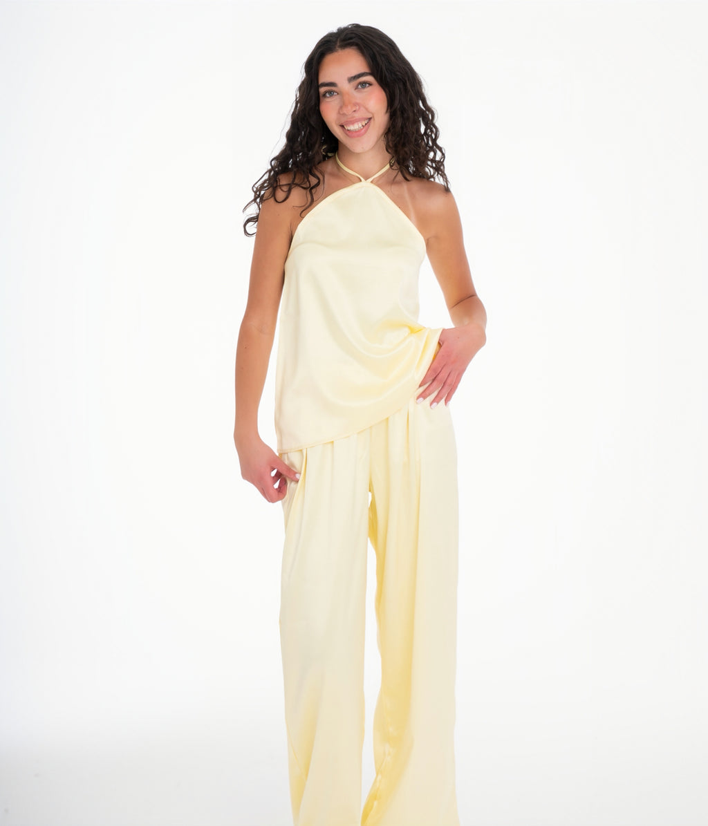 The Pastel Yellow Satin Set