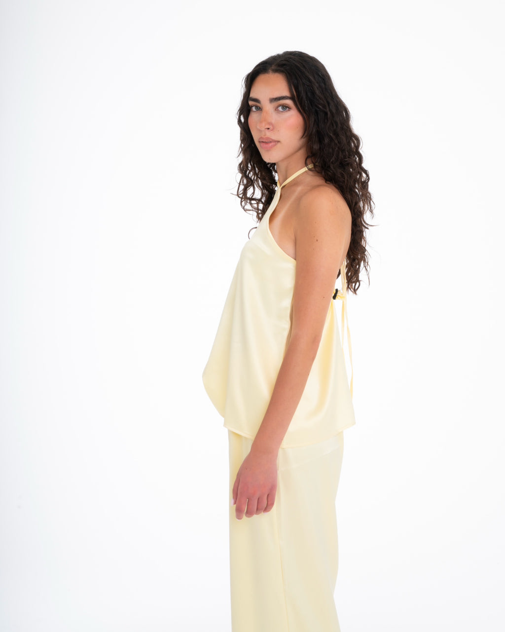 The Pastel Yellow Satin Set